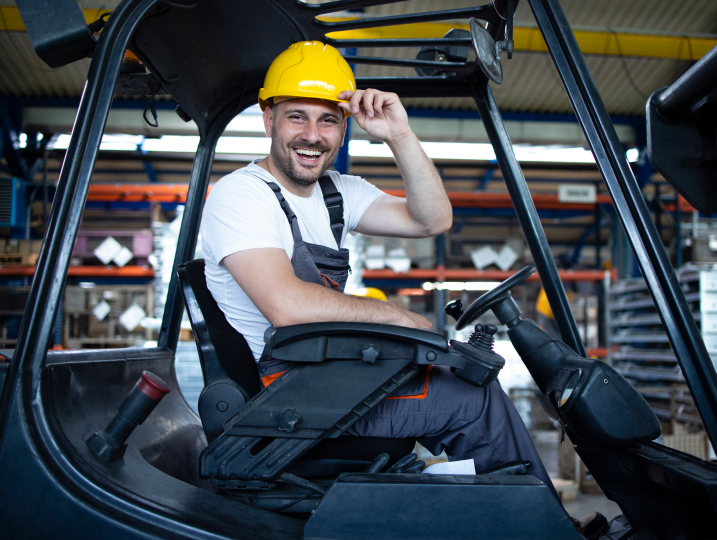 portrait smiling professional forklift driver factory s warehouse 1
