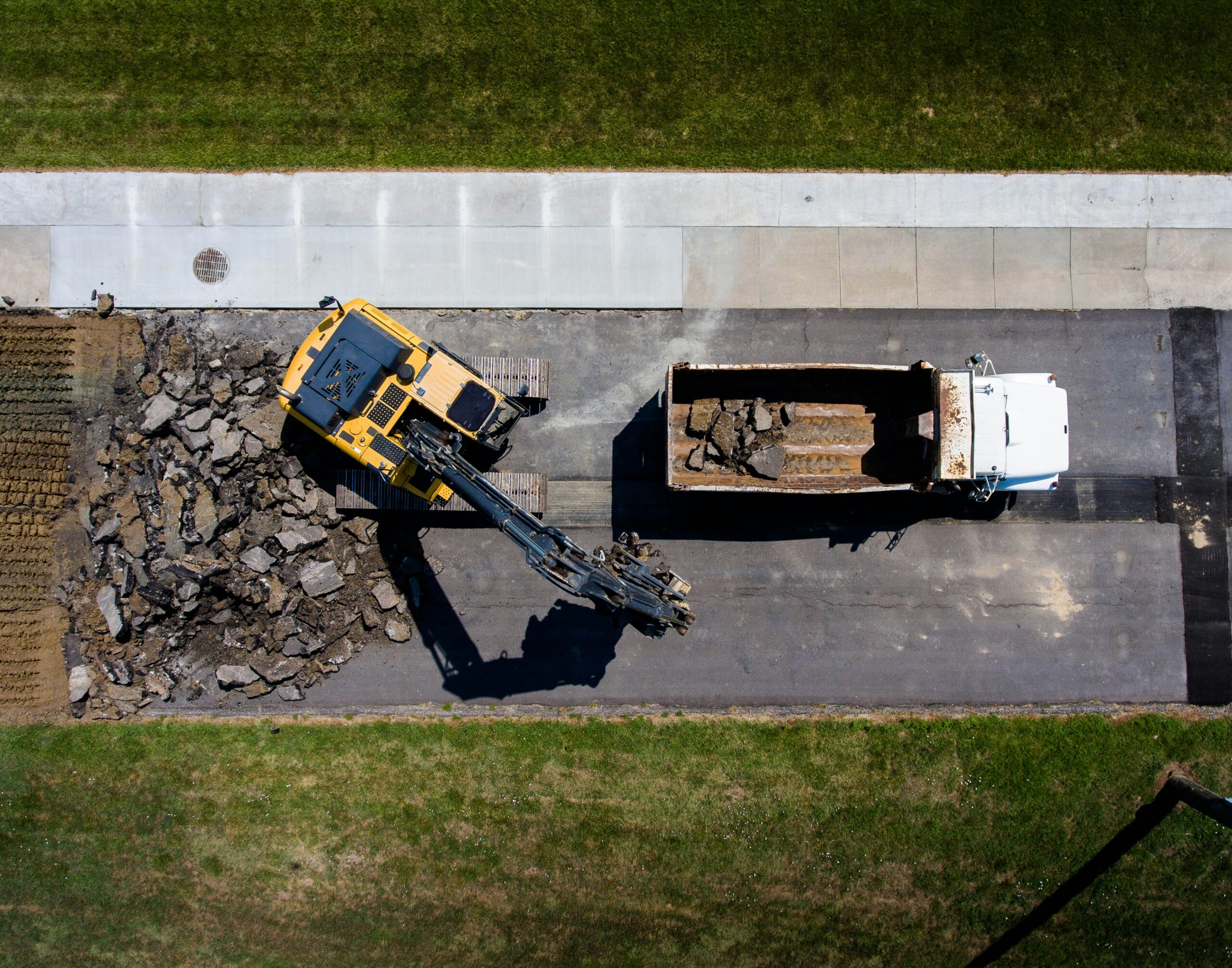 dump truck being loaded