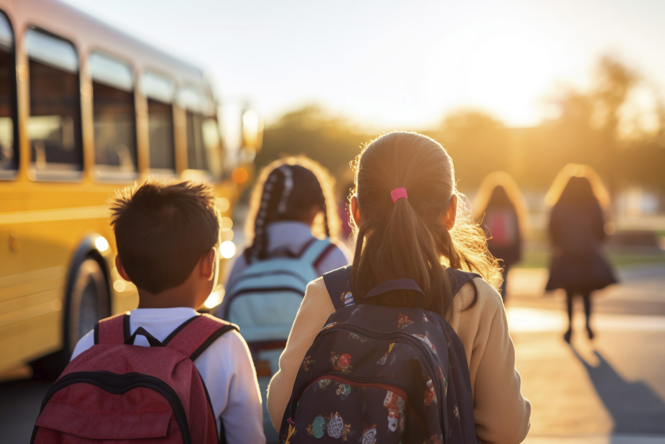 kids getting on bus
