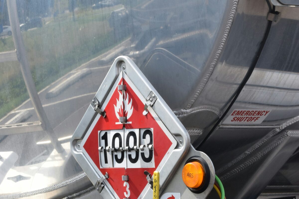 truck with flamable sign