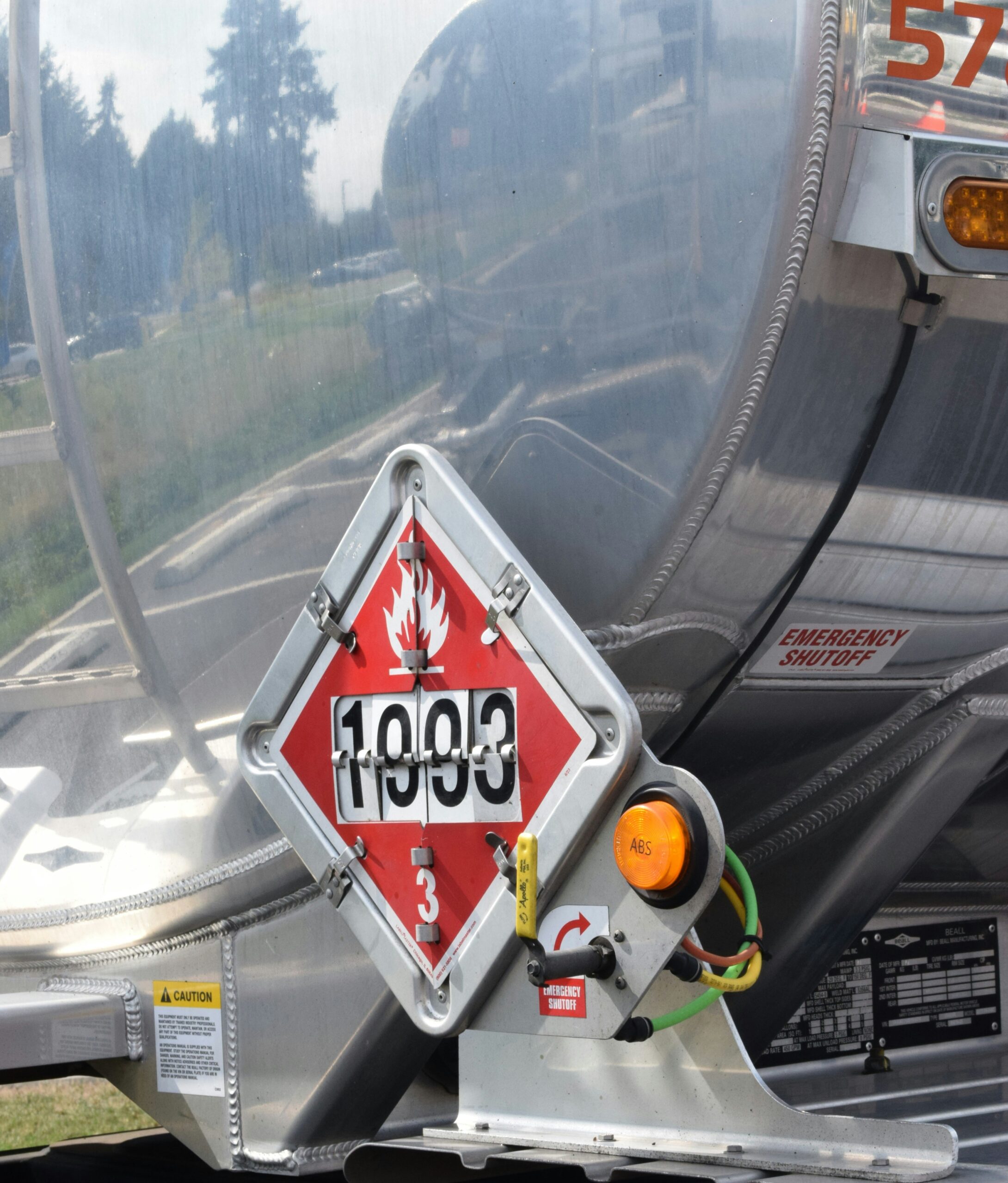 truck with flamable sign